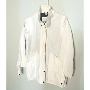 ColeB White Running Rain Zip up Button Cover Hooded Jacket size Small